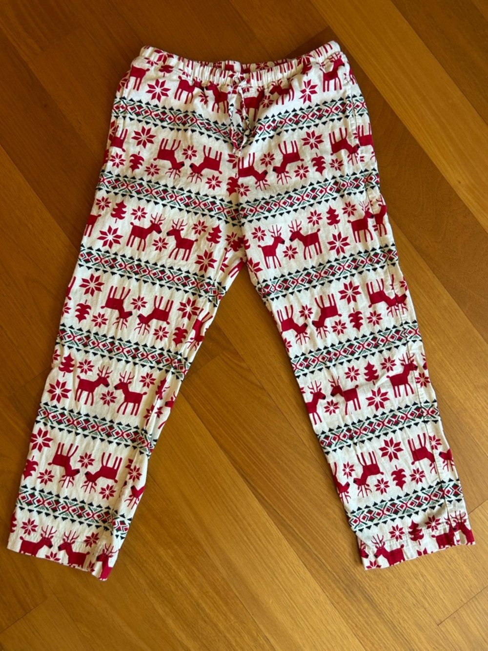 Hanna Andersson Red and White Reindeer Print Pajama Pants Size Small